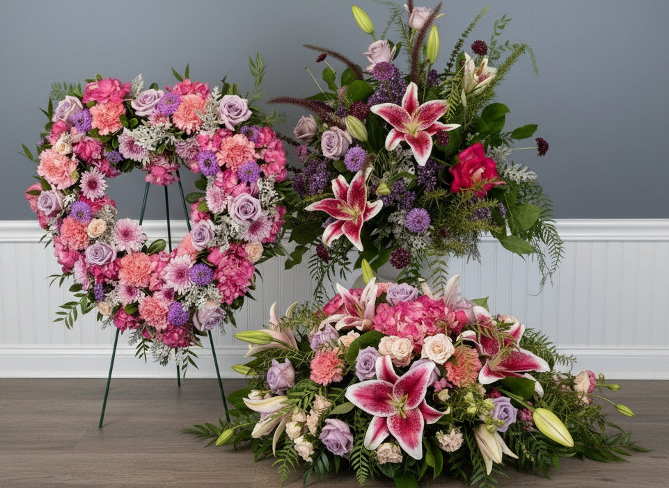 Casket Cover, Open Heart and Floral Tribute Collection