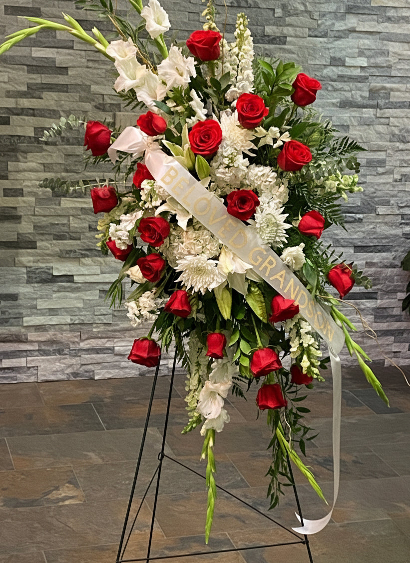 Red and White Standing Spray